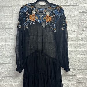 Free people black embroidered dress size medium